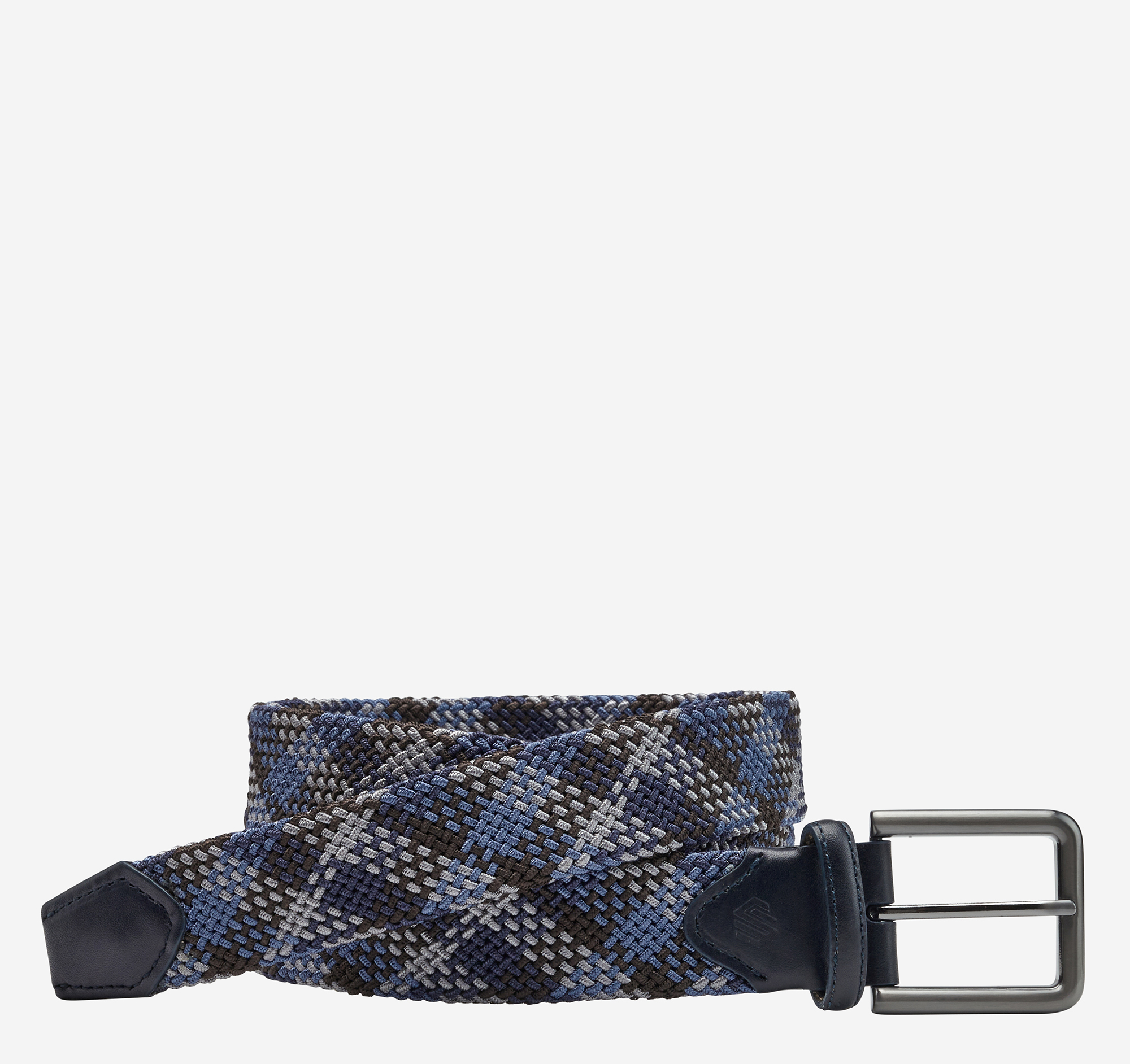 Johnston & Murphy Men's Plaid Woven Belt - Blue Multi - Size 40