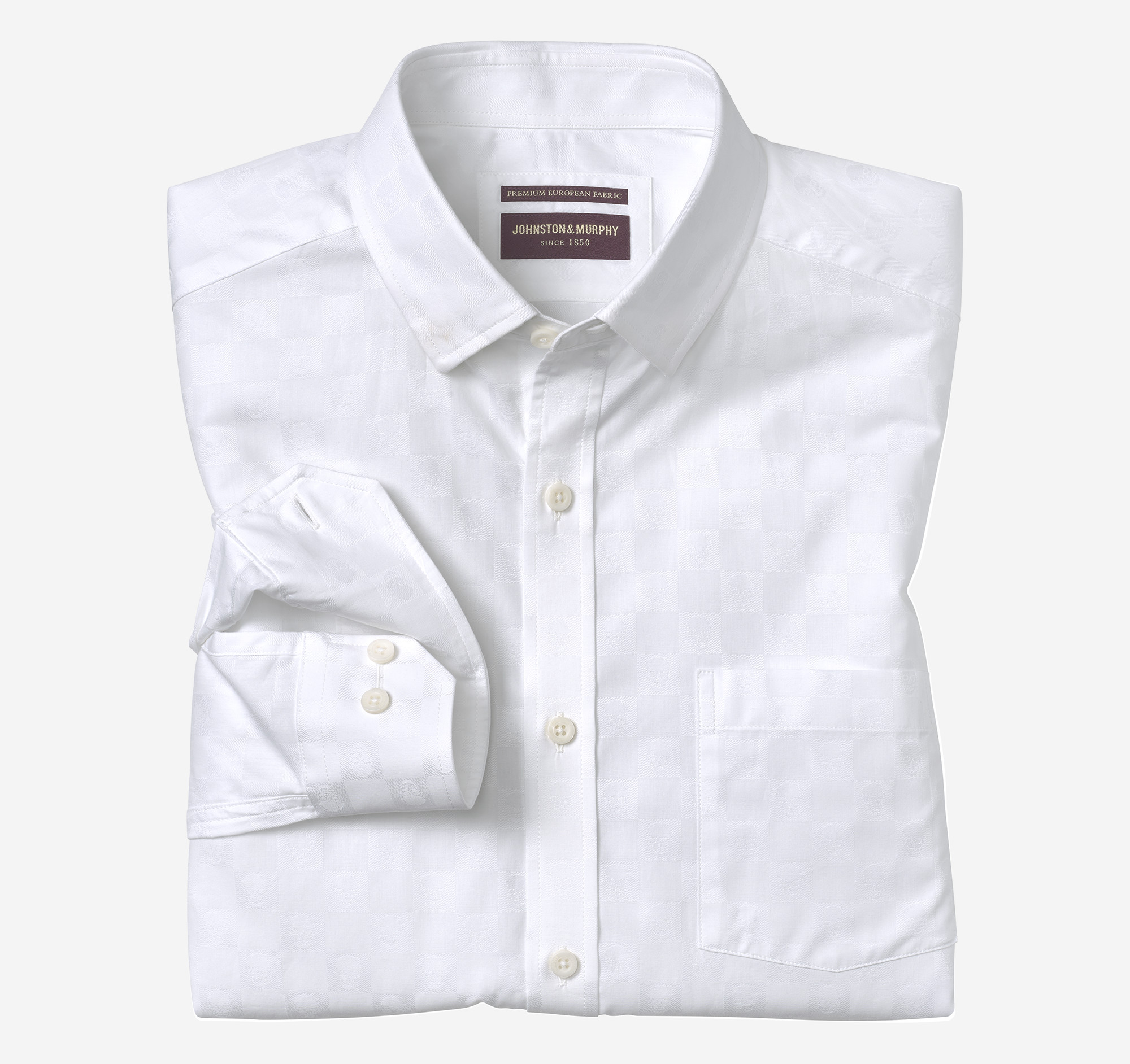 Johnston & Murphy Men's Jacquard Shirt - White Skull - Size 3XL - Regular