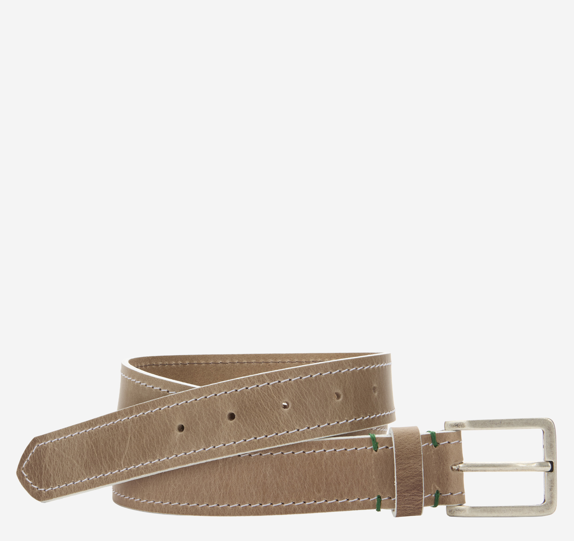 Johnston & Murphy Men's White-Edge Waxed Leather Belt - Beige - Size 42