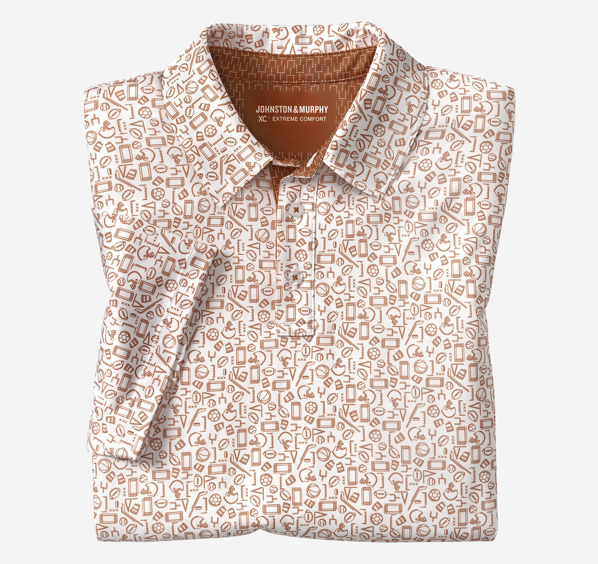 Johnston & Murphy Men's Game Day XC Multi-Sport Print Polo - Rust - Size 3XL - Regular