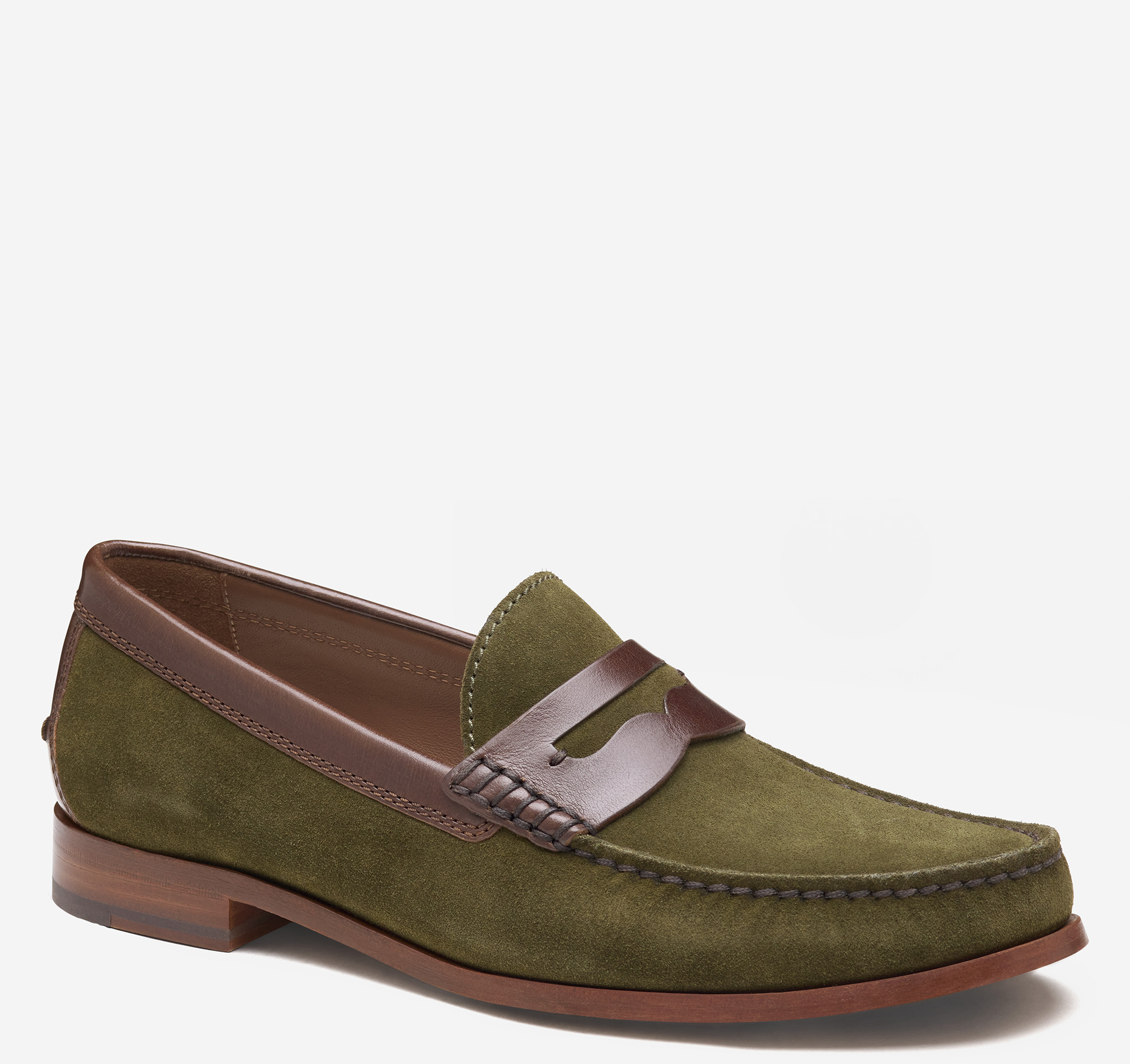 johnston & murphy Baldwin Penny Loafer Olive Waxed English 