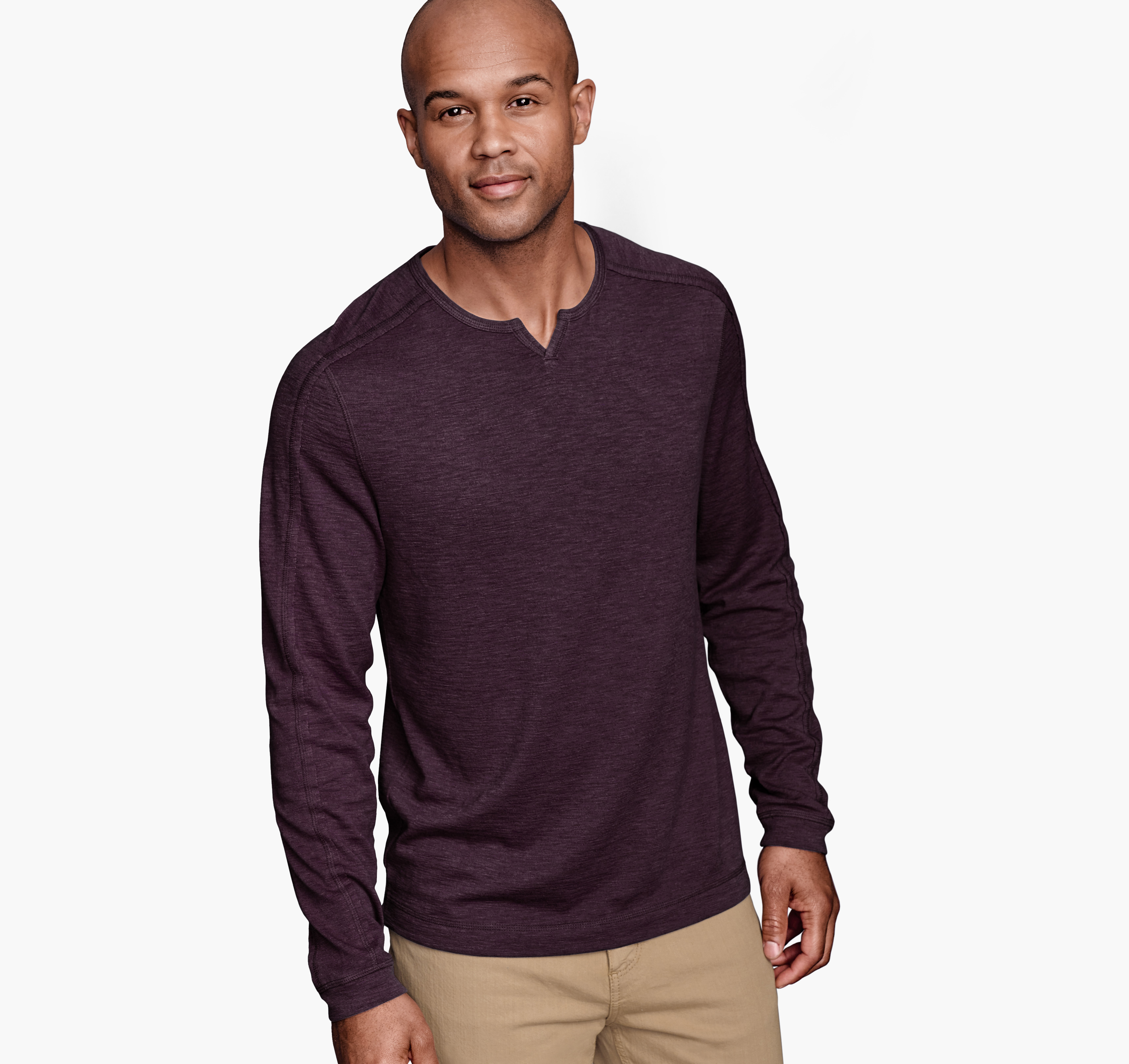Mock Neck Ribbed Split Pullover