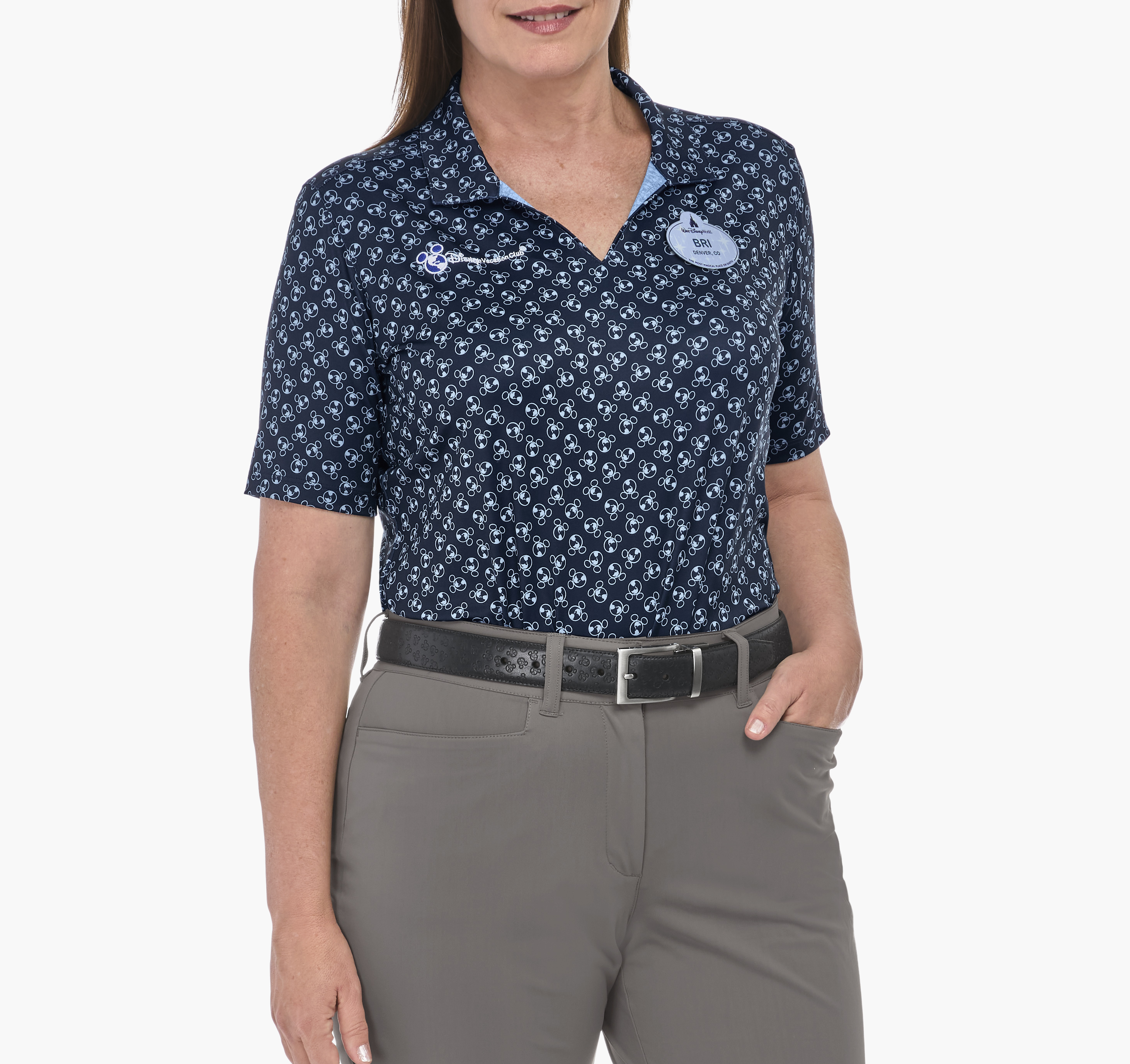 Women's Short Sleeve Logo Print Pullover Polo