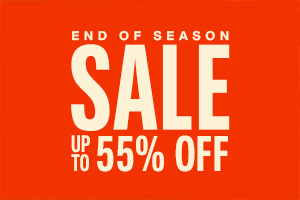 Short red banner that reads End of Season Sale up to 55% Off