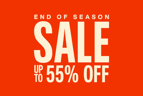 Short red banner that reads End of Season Sale up to 55% Off